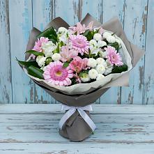 Букет цветов из:  Герберы, Альстромерии и Хризантемы в город Кимры