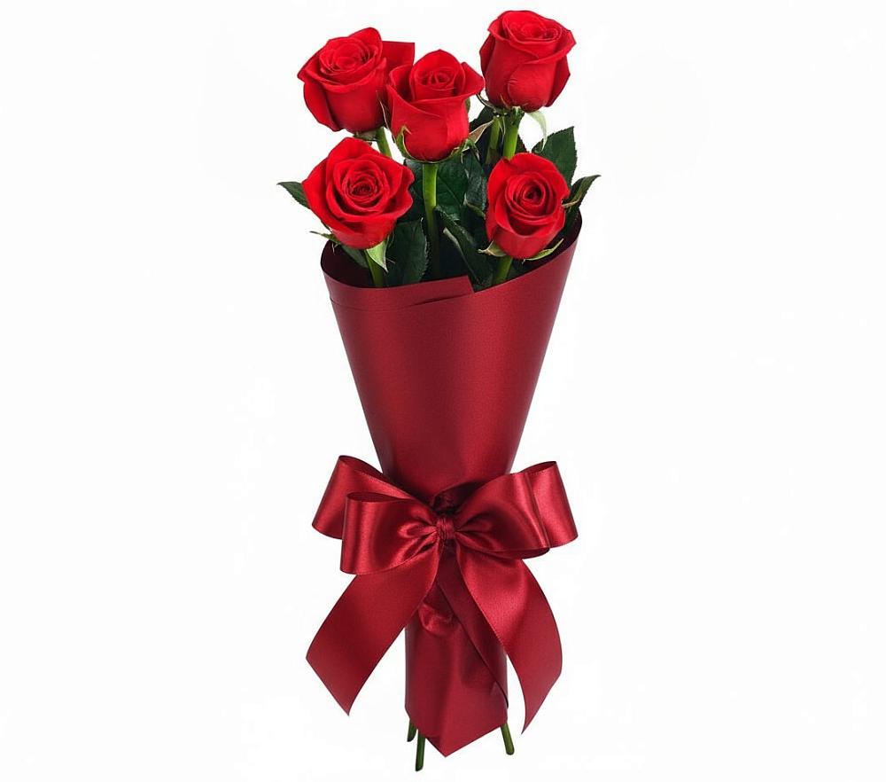 Букет 5 Красных роз Эдлесс Лав в город Кимры