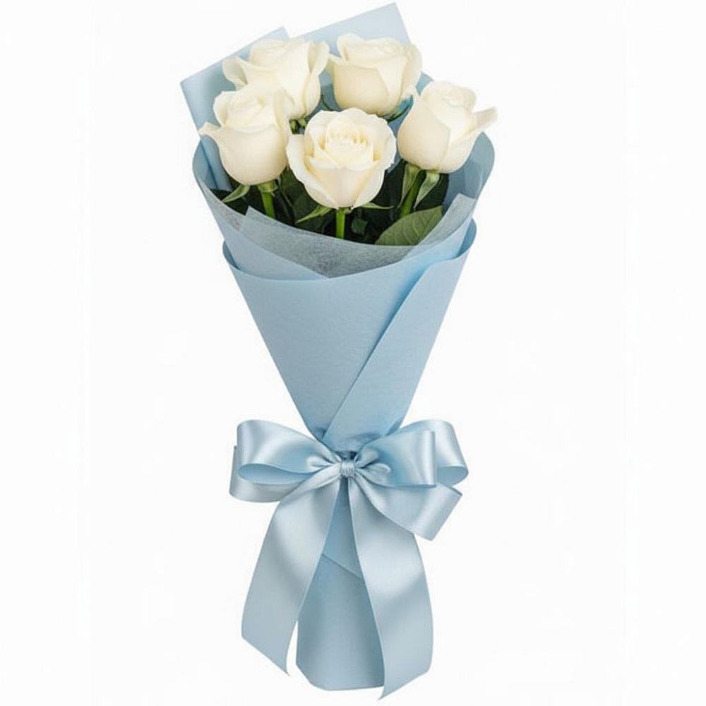 Букет 5 Белых роз Проуд в город Кимры