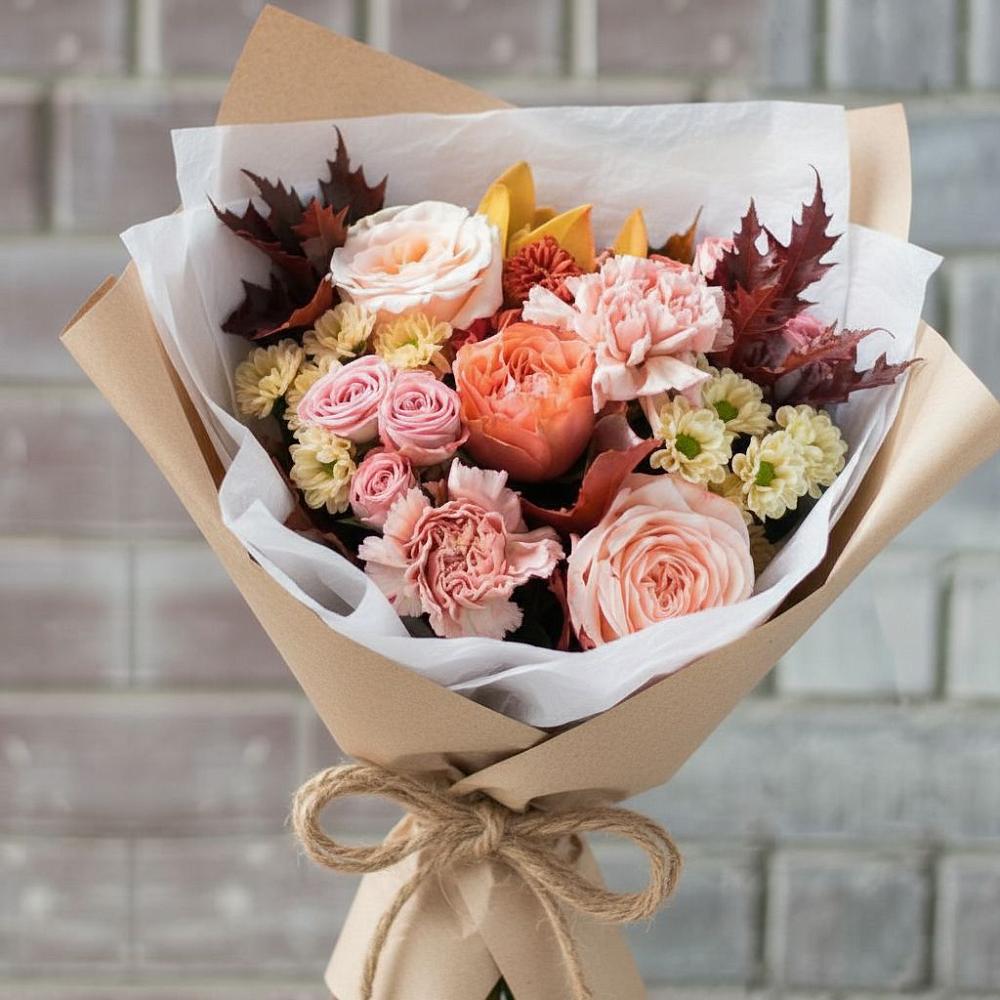 Букет цветов из: Гвоздики, Хризантемы и Розы в город Кимры