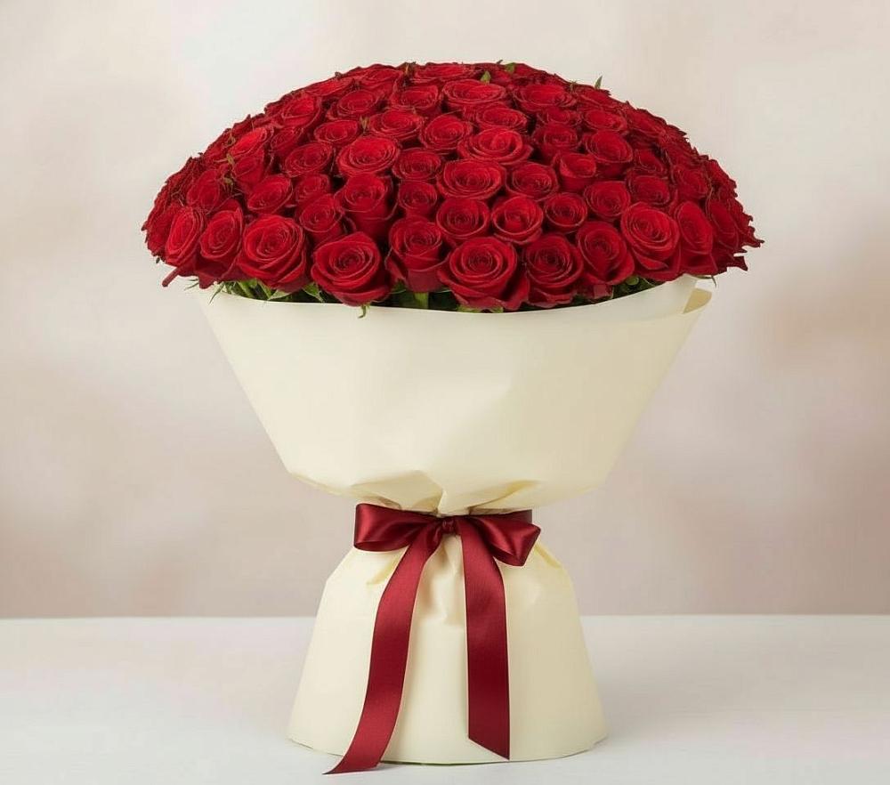 Букет 101 Красная роза Милано в город Кимры