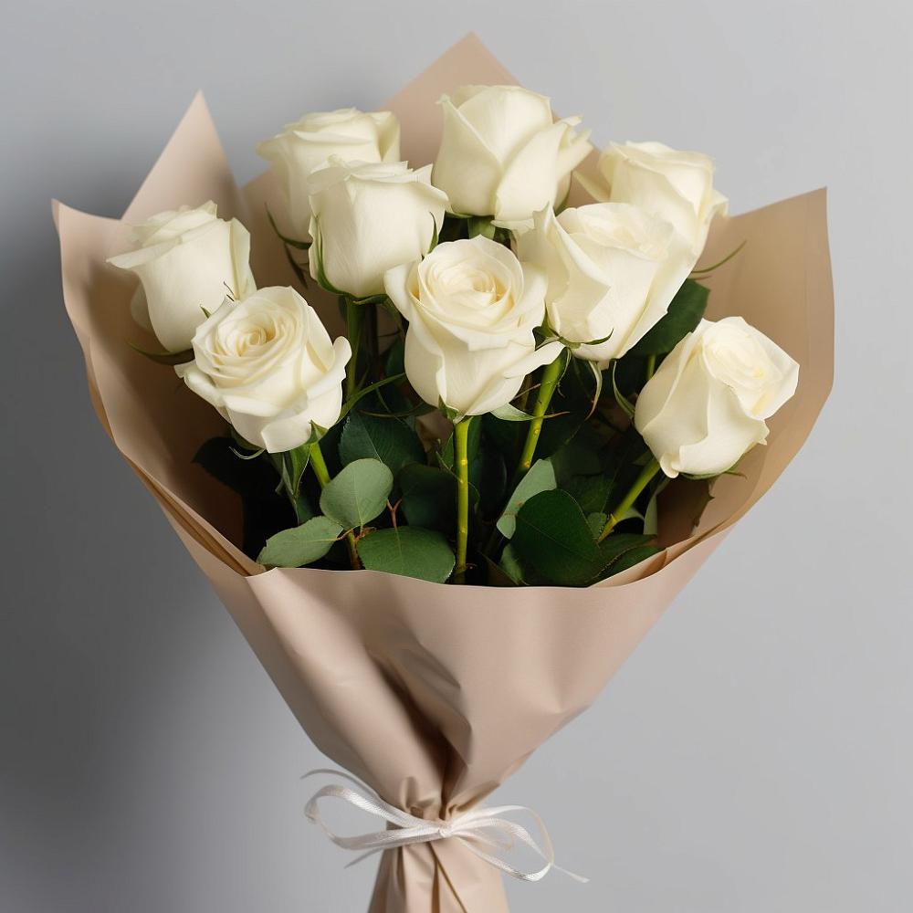 Букет 9 Белых роз Эдлесс Лав в город Кимры