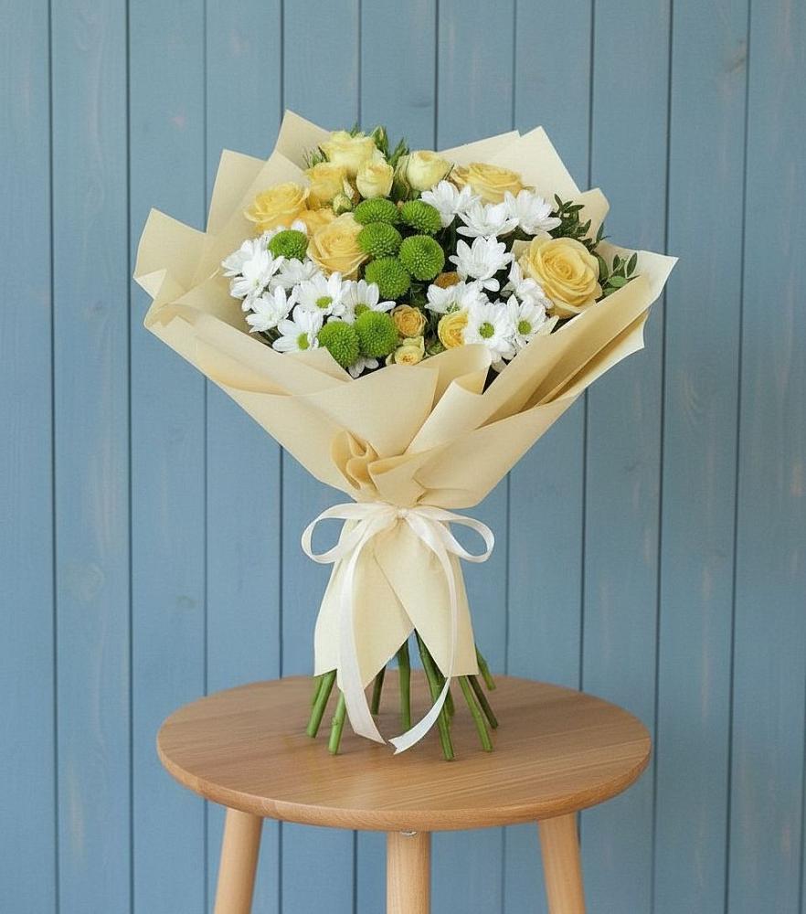 Букет цветов из: Хризантемы и Розы в город Кимры