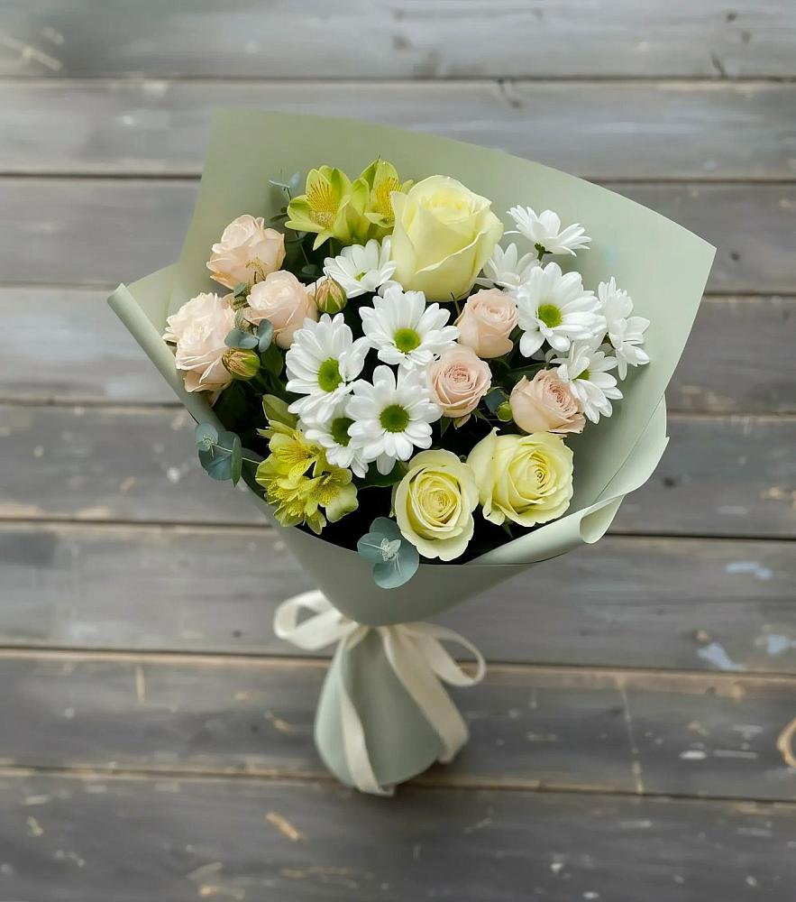 Букет цветов из: Альстромерии, Розы и Хризантемы в город Кимры
