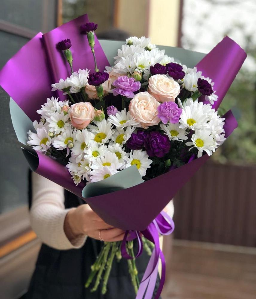 Букет цветов из: Хризантемы, Гвоздики и Розы в город Кимры