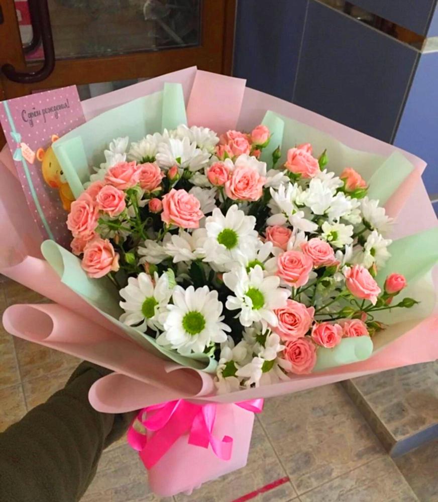 Букет цветов из: Розы и Хризантемы в город Кимры