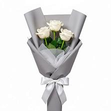 Букет 3 белые розы в город Кимры