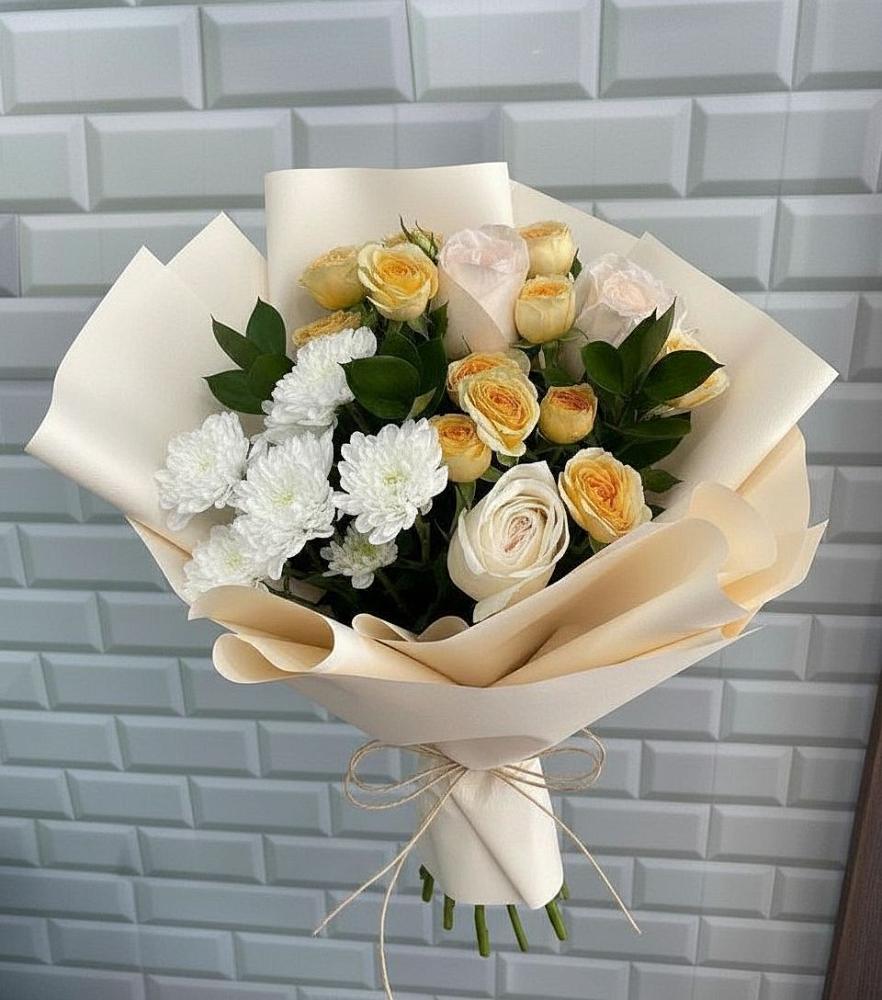 Букет цветов из: Розы и Хризантемы в город Кимры