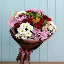 Букет цветов из:  Розы, Хризантемы и Альстромерии в город Кимры