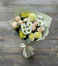 Букет цветов из:  Альстромерии, Розы и Хризантемы в город Кимры