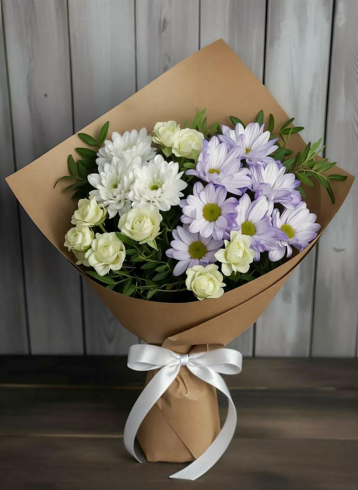 Букет цветов из: Хризантемы и Розы в город Кимры