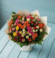 Букет Микс из разноцветных кустовых роз в город Кимры