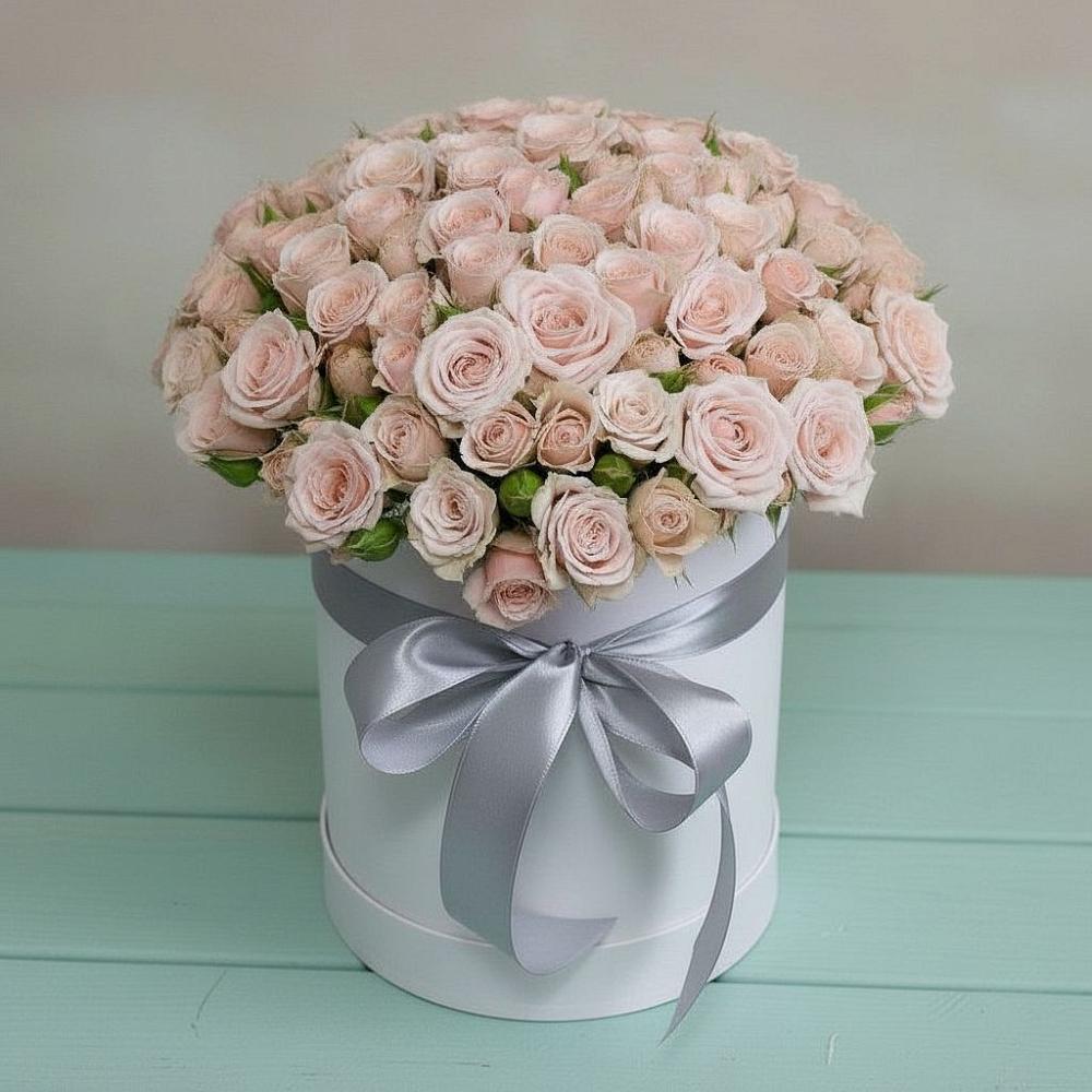 Цветочная композиция из Розы в шляпной коробке в город Кимры